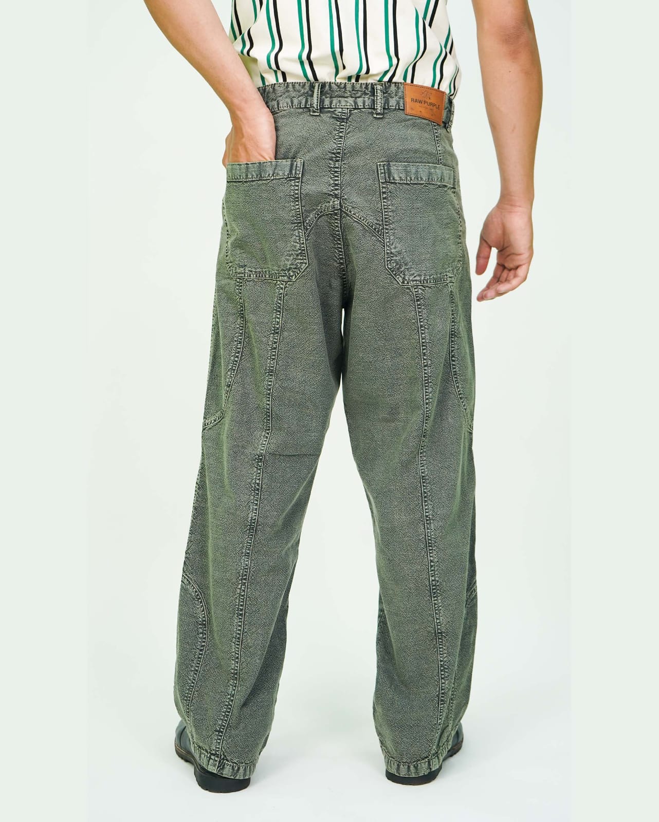 Grey Knee Cut Panels Acid Wash Denims