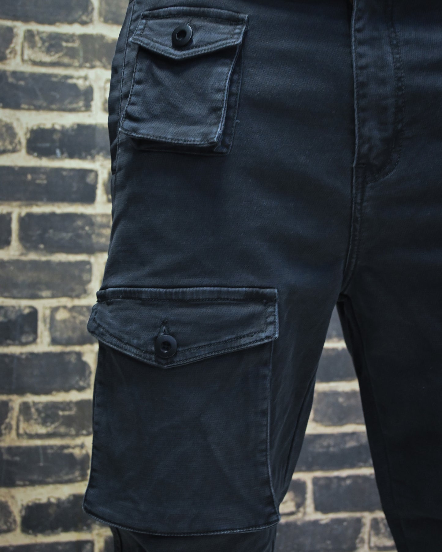 Unisex Black 8 Pockets Cargo Pants