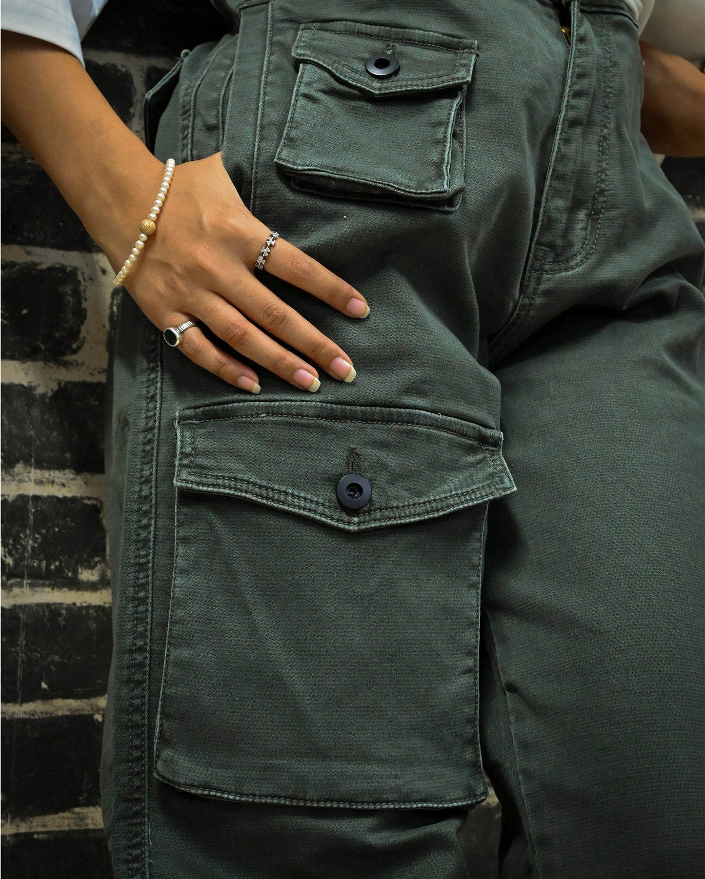 Unisex Deep Olive Green 8 Pockets Cargo Pants