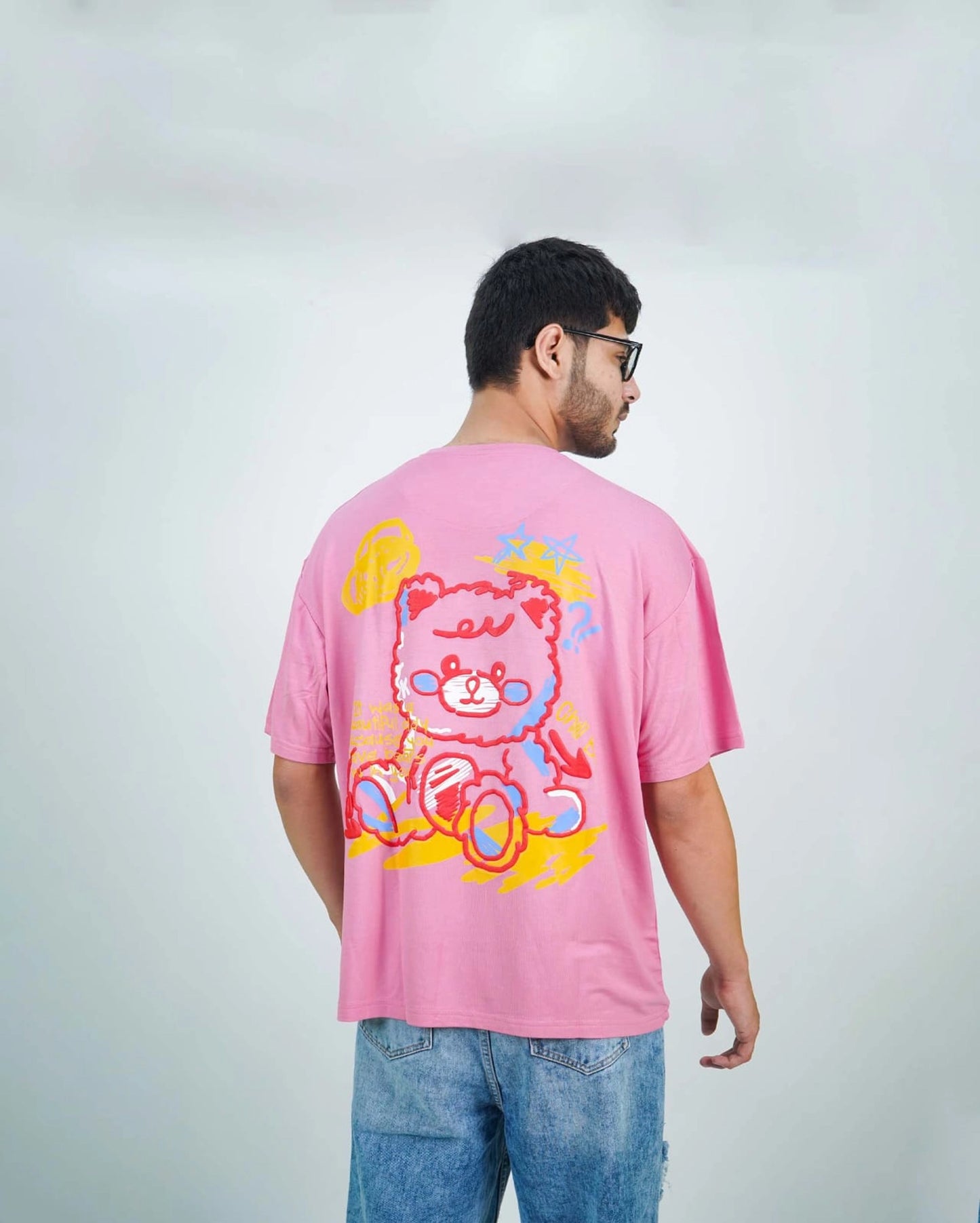 Bubble Gum Pink 'Chill Bear' | Unisex Oversized T-Shirt