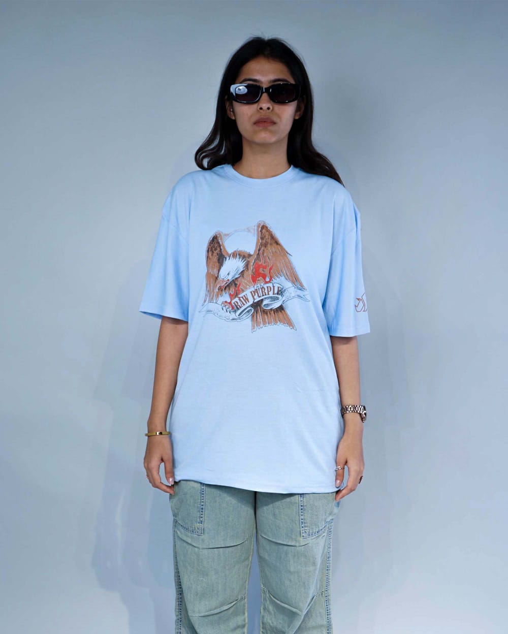 Light Sky Blue 'Eagle' Tee | Unisex Oversized T-Shirt