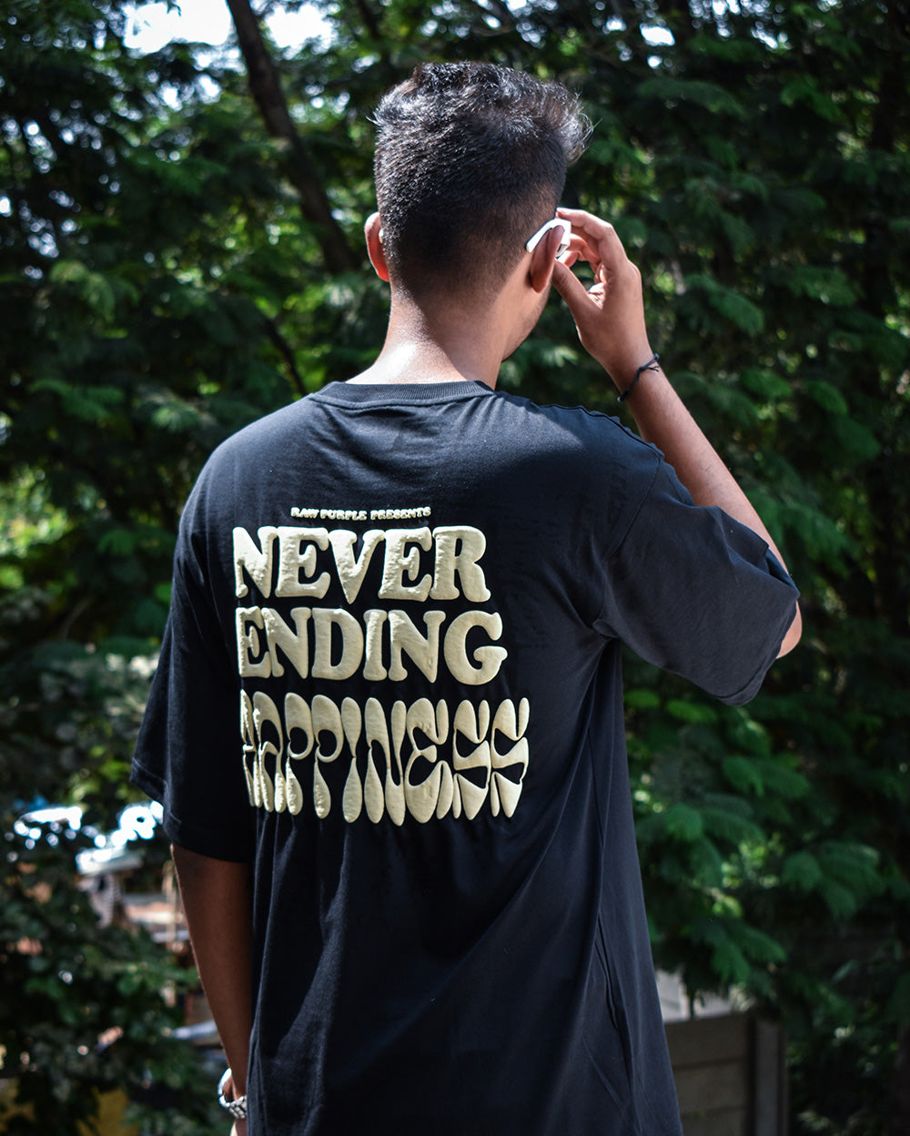 Black 'Never Ending Happiness' | Unisex Oversized T-Shirt