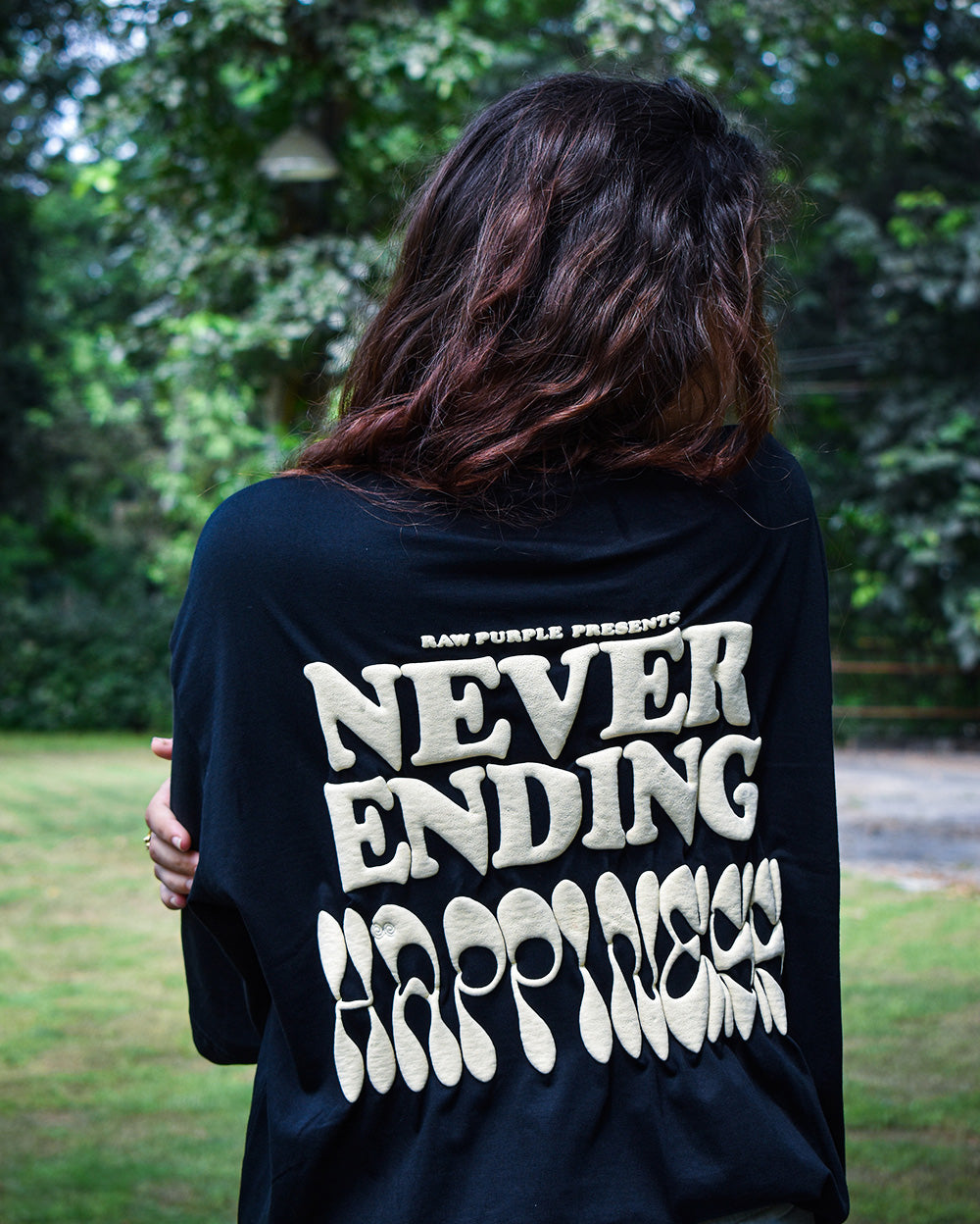 Black 'Never Ending Happiness' | Unisex Oversized T-Shirt