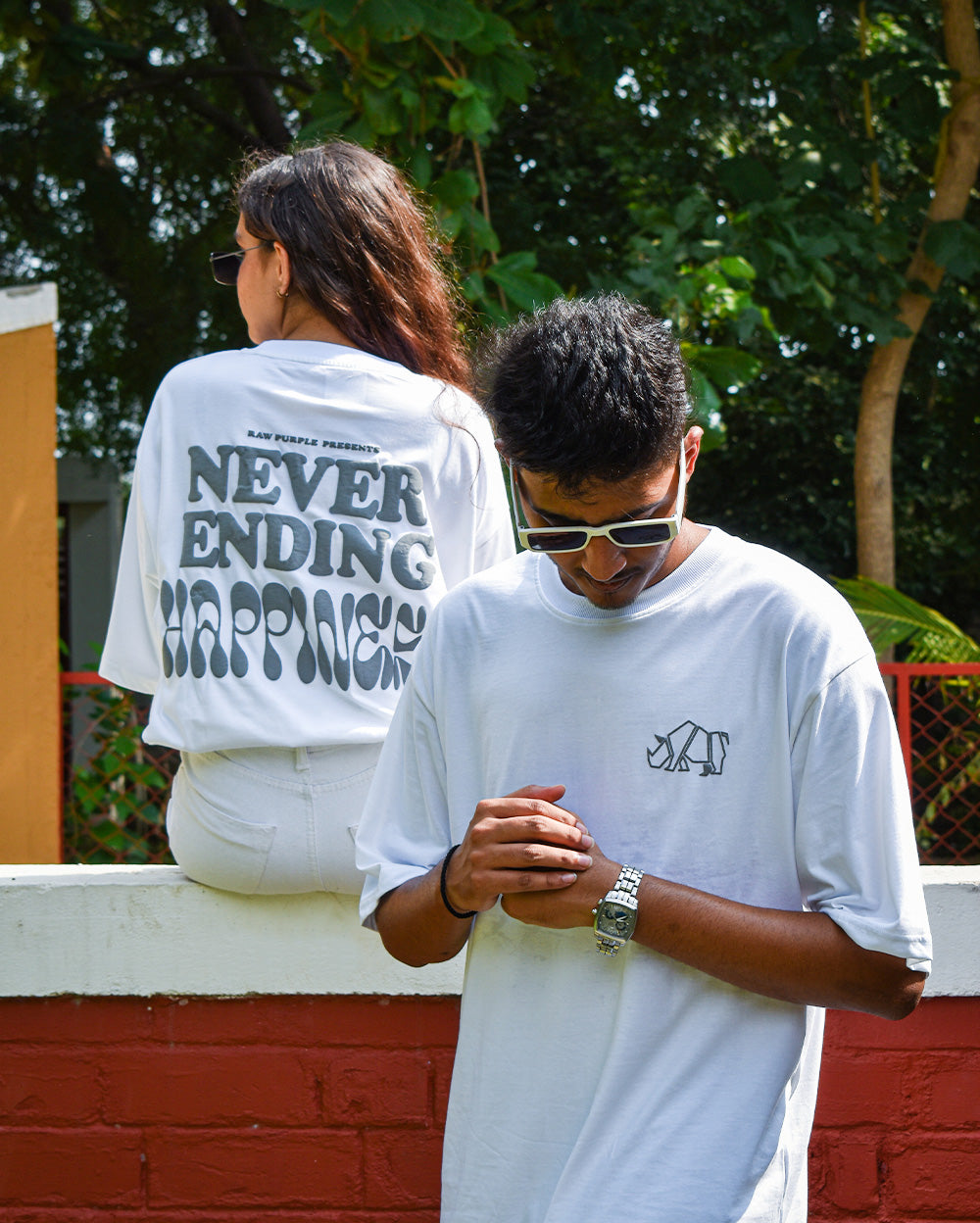 White 'Never Ending Happiness' | Unisex Oversized T-Shirt