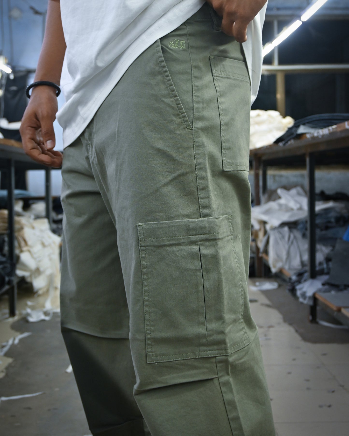 Grey Green Unisex Parachute Pants