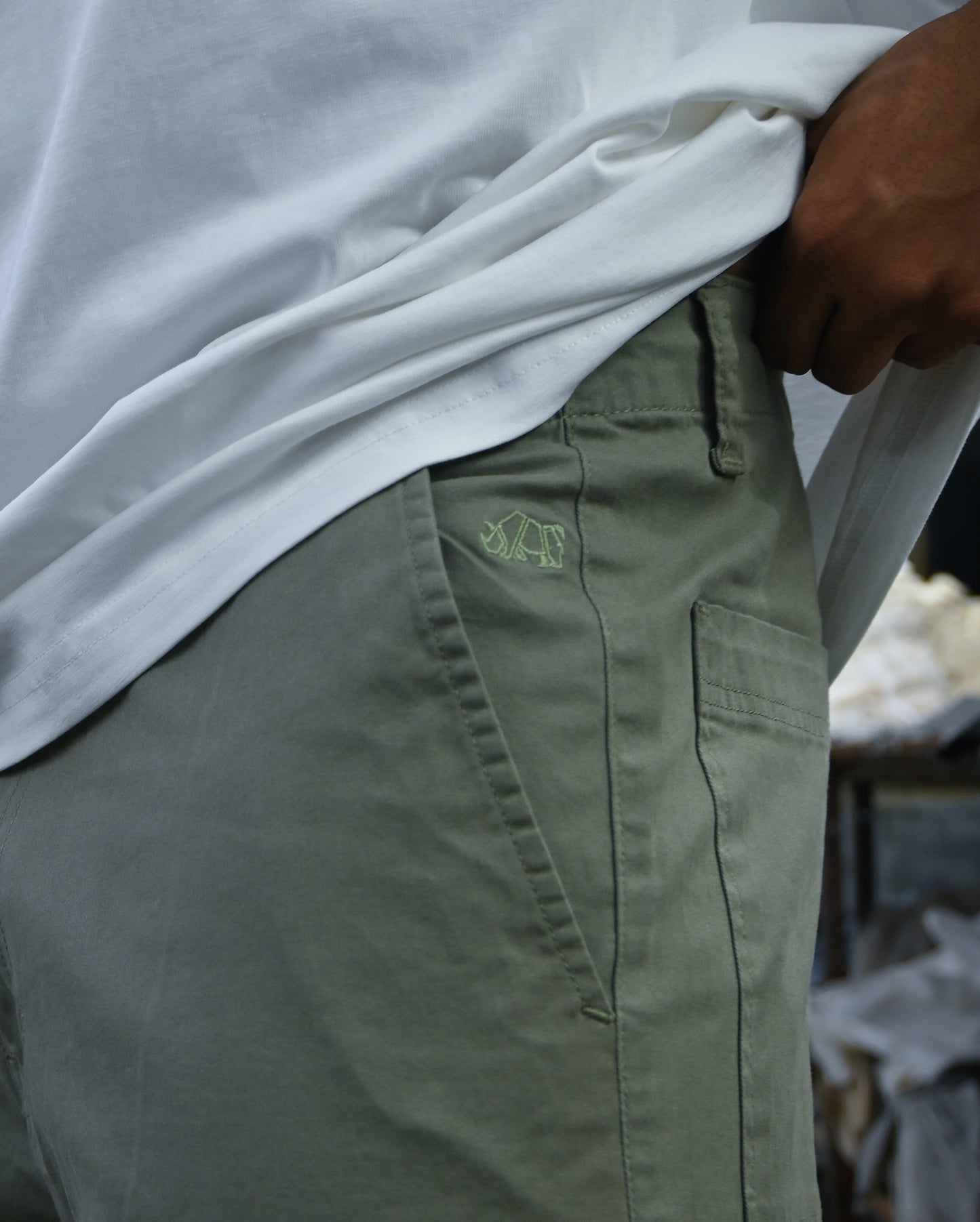 Grey Green Unisex Parachute Pants