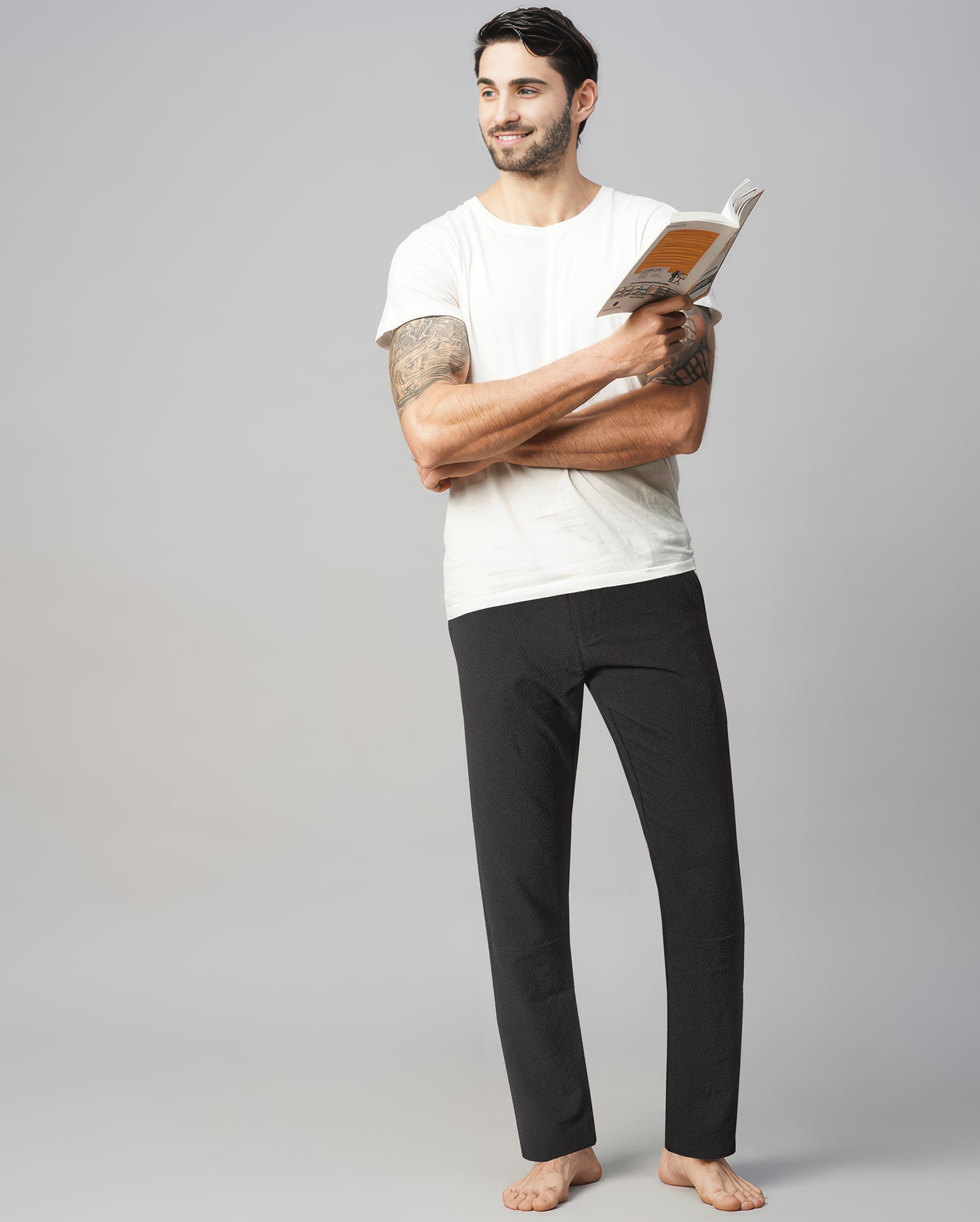 Black Slim Fit Unisex Pull-on Pants