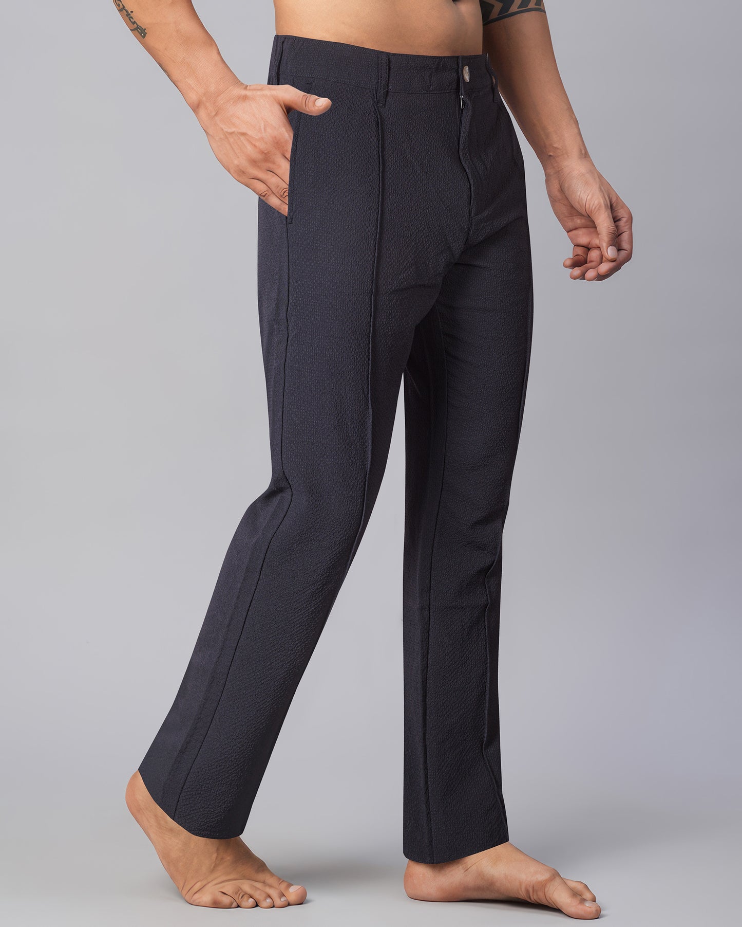 Navy Blue Slim Fit Unisex Pull-on Pants