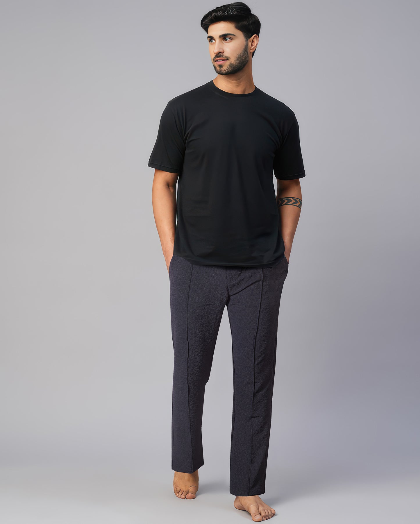 Navy Blue Slim Fit Unisex Pull-on Pants