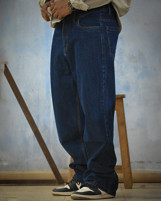 Dark Blue Unisex Baggy Denim