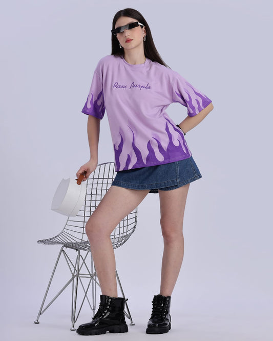 Lavender " Flames Tee" | Unisex Oversize T-Shirt