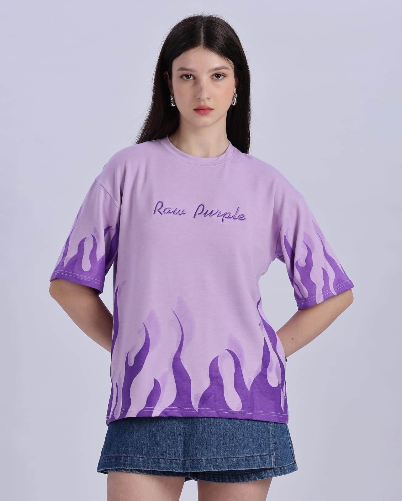 Lavender " Flames Tee" | Unisex Oversize T-Shirt