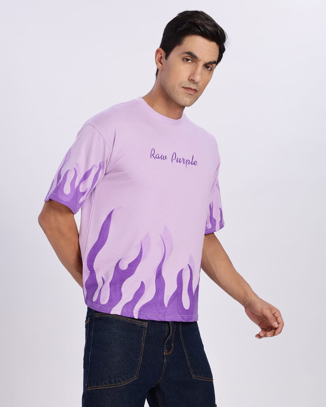 Lavender " Flames Tee" | Unisex Oversize T-Shirt