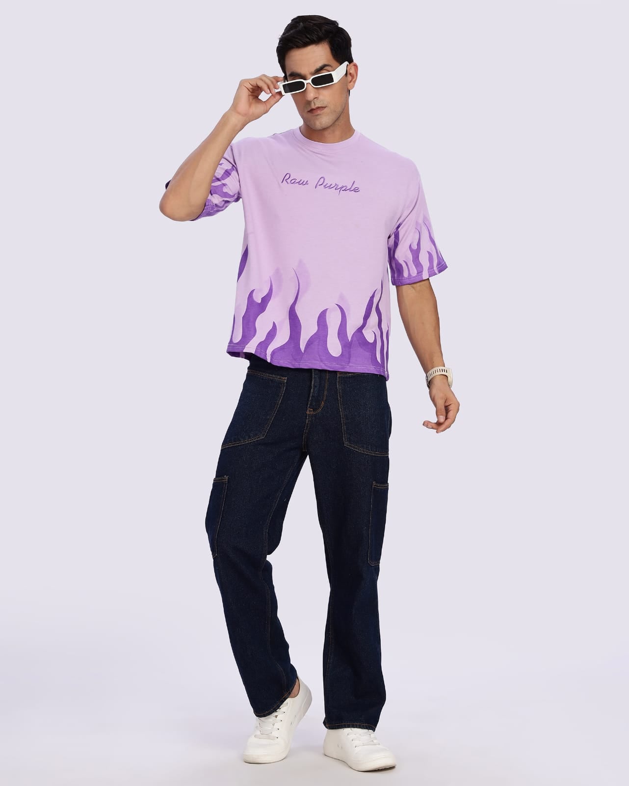 Lavender " Flames Tee" | Unisex Oversize T-Shirt