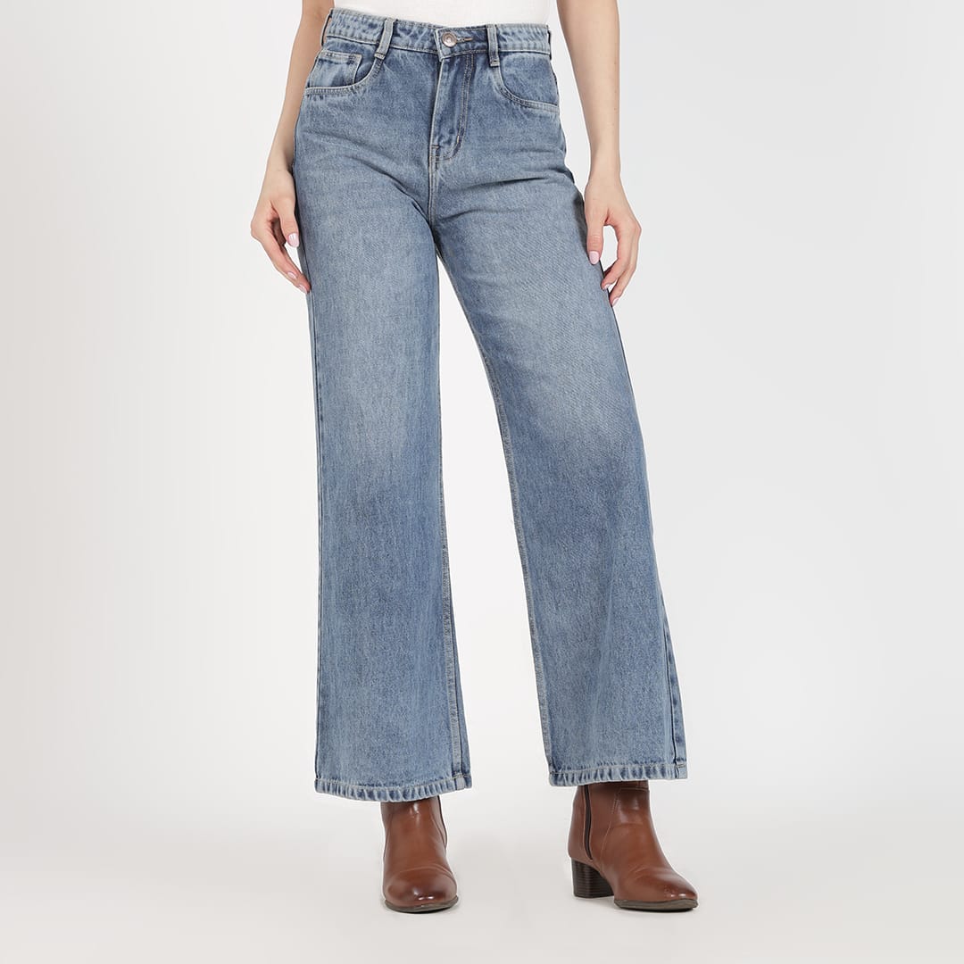 Light Blue Women's High Rise Straight Fit