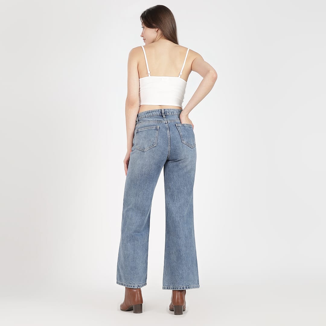 Light Blue Women's High Rise Straight Fit